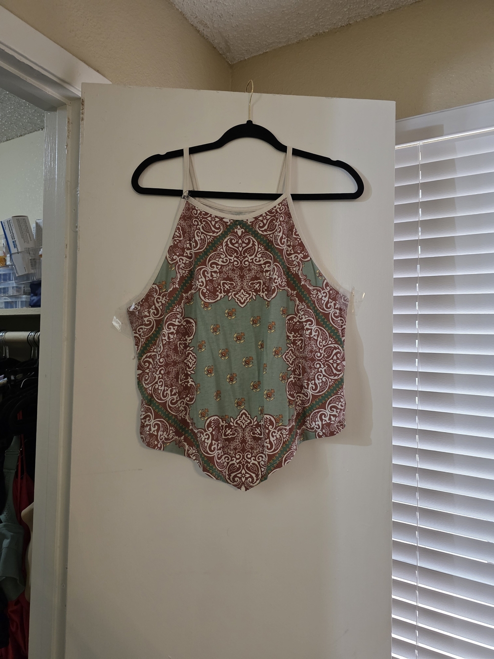 Rock&Roll BOOTBARN Women’s Mint Green and Rust Printed Halter Tank Top